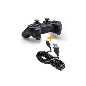 MANETTE PS3+CÂBLE DE RECHARGE - VIBRATION - Coque De Résistance - Noir