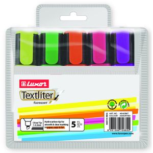 Luxor Marker Fluo. Pointe Biseau.Textliter C.A Luxor Réf.4010/5WT (Blist 5)