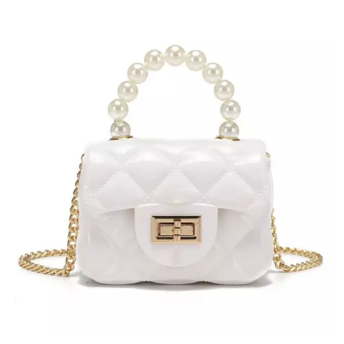 Mini Sac à Bandoulière En Silicone Avec Chaine En Métal - BLANC