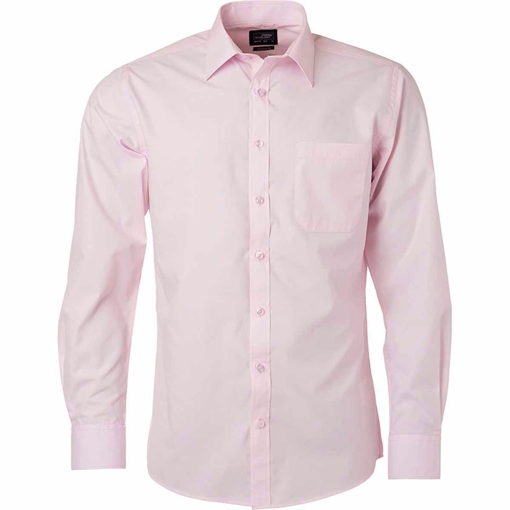 CHEMISE POPELINE MANCHES LONGUES - JN678 - HOMME - ROSE CLAIR