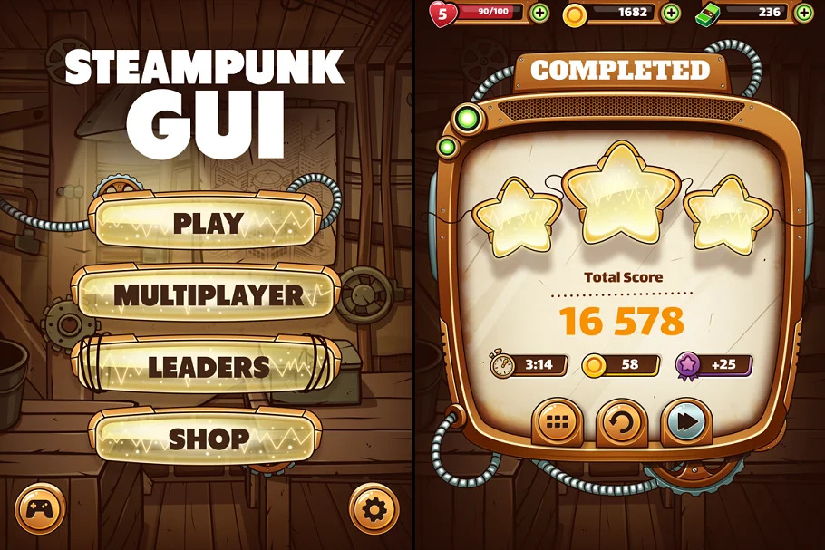 Steampunk GUI for Mobile Game