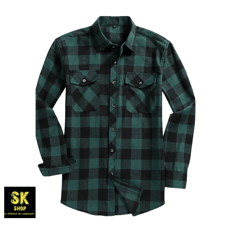 Chemise en flanelle à carreaux pour hommes