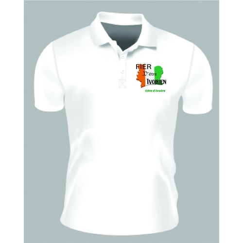 T-shirt Polo VIP Blanc Imprimé Fier D'être Ivoirien