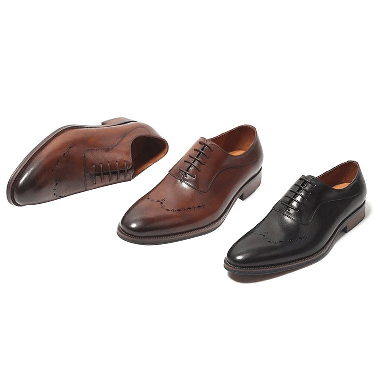 Chaussures Oxford en cuir véritable italien hommes d'affaires et chefs d'entreprise
