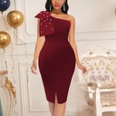Robe de soirée moulante pour femmes, asymétrique, épaule dénudée, sans manches, gaine, pour célébrations, occasions, dîner, noël