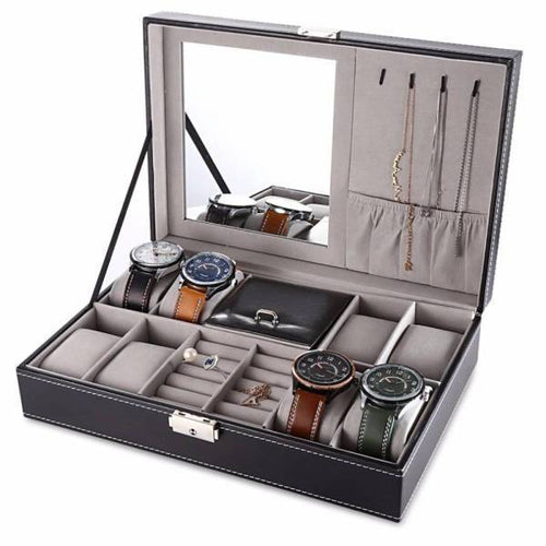 Boîte à Bijoux Homme Cuir Noir