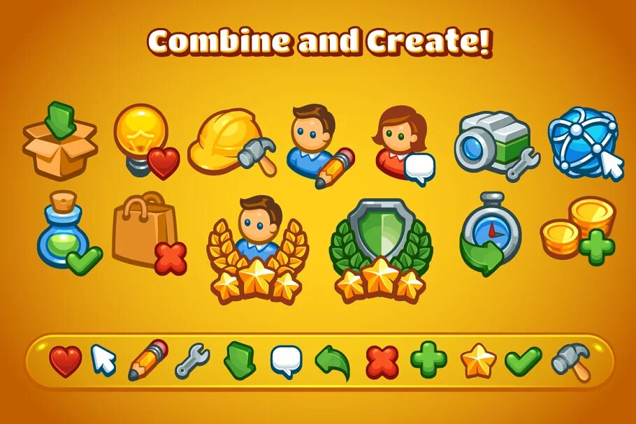 Casual Game Basic Icons Set