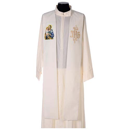 Étole simple Saint Joseph couleur ivoire IHS polyester