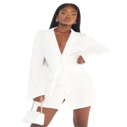 ROBE BLAZER CRÈME À MANCHES LONGUES ET CORSET