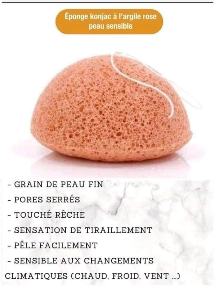 Eponge konjac à l'argile rose peau sensbile