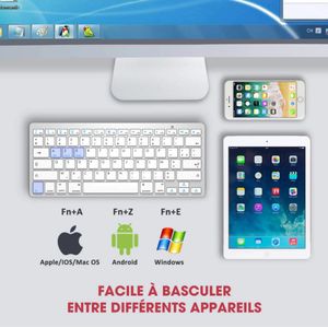 Clavier Bluetooth Sans Fil De Caractère Français Clavier Mince Portable Pour IOS, Android, Windows
