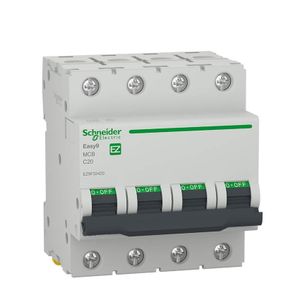 Schneider Electric Disjoncteur 4P 4500 A C Curve 20A Easy9