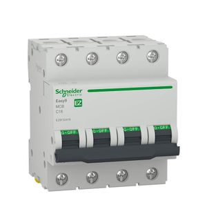 Schneider Electric Disjoncteur 4P 4500 A C Curve 16A Easy9