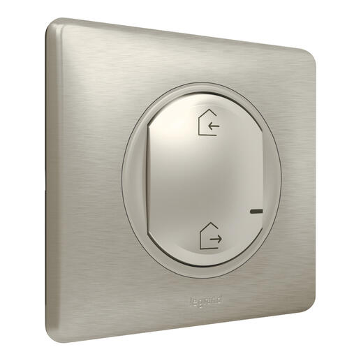 Commande générale sans fils Départ/Arrivée pour installation connectée Céliane with Netatmo complète avec plaque Titane