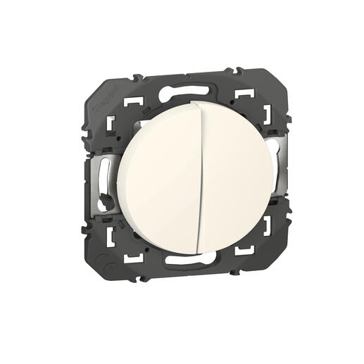 Double interrupteur ou va-et-vient dooxie 10AX 250V~ finition blanc - emballage blister
