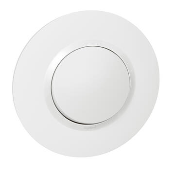 Poussoir dooxie 6A 250V~ livré avec plaque ronde blanche