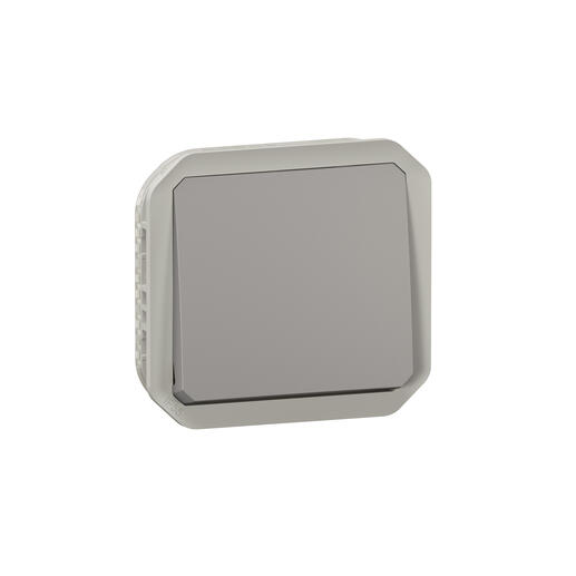 Poussoir simple étanche Plexo 10A à équiper d'un boitier ou d'une plaque support finition anthracite