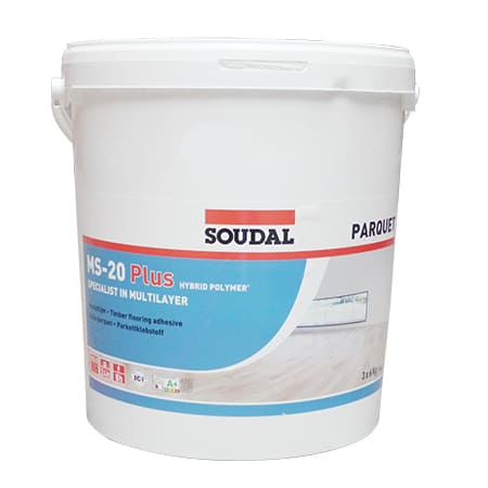 COLLE ADHESIVE POLYMERE PARQUET POUR REVETEMENT DE SOL EN BOIS 18kg MS-20 PLUS SOUDAL REF 124164