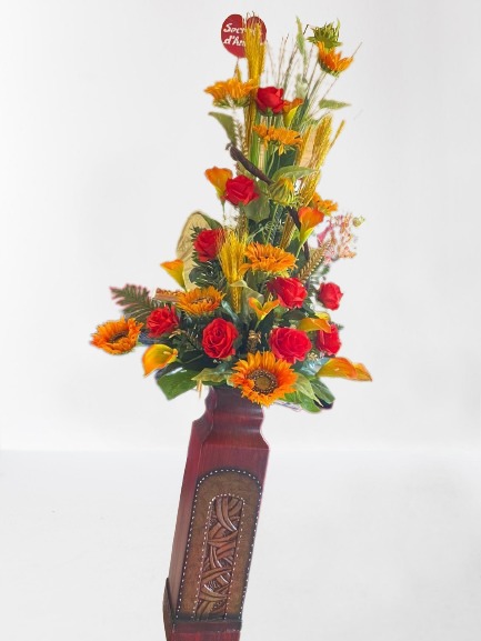 Composition florale pour salon en cuir ou salon Louis XIV