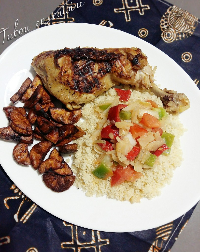 Poulet braisé avec attiéké