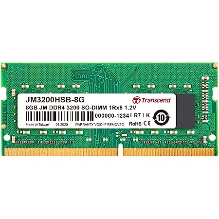 Barrette RAM TRANSCEND 8GB DDR4 3200 SO-DIMM 1Rx8 512 -JM3200HSB-8G