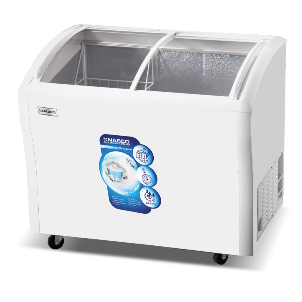  NAS-FS405CH - CONGELATEUR HORIZONTAL VITRE NASCO / 298LT BRUT / 1 PANIER / BLANC