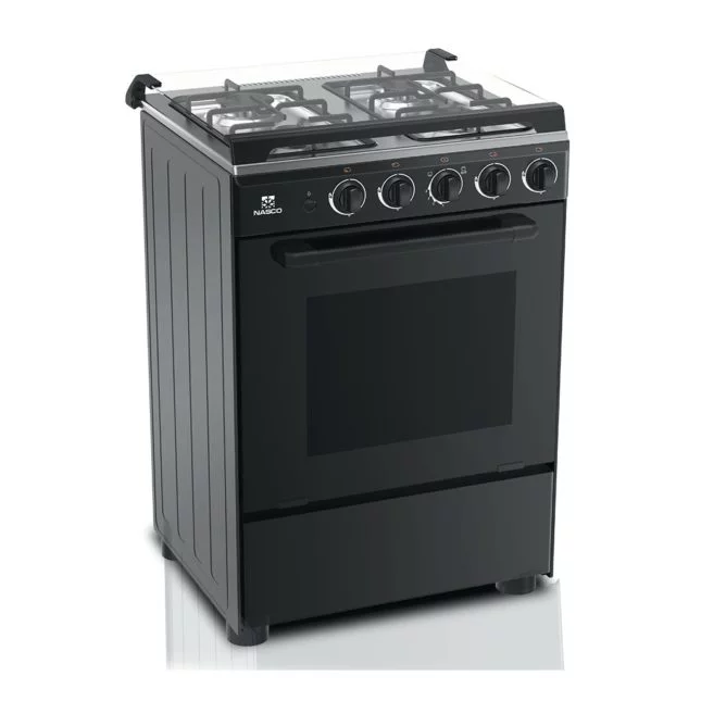  NASGC-SNIPER60B - GAZINIERE NASCO/4 FEUX/ NOIR/ 60/60/SANS ALLUM.AUTO/COUVERTURE VITREE