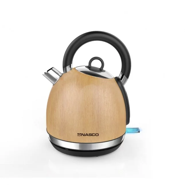  B_KE5501E-GS - BOUILLOIRE ELECTRIQUE NASCO 1.7 LITRES 2200W / 360°/REV. EN BOIS/6P/CT