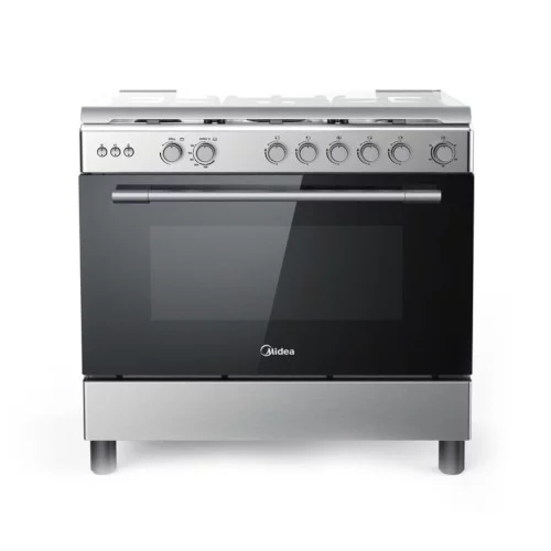 GAZ_LMG90030 - GAZINIERE 5 FEUX MIDEA STAINLESS STEEL+SILVER COUVERTURE VITREE