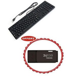 Clavier Filaire USB + Clé USB 2.0 Toshiba 32Go
