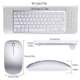 Mini Clavier AZERTY  Et Souris Combinés Sans Fil - Blanc