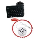 Clavier Flexible USB + Multiports USB HUB 08 Ports - Noir/Blanc