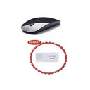 Souris Sans Fil + Clé USB Compatible 4 Go - Noir