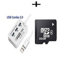 HUB USB 2.0 - 3 Ports USB - Lecteur De Carte SD / TF Lecteur De Type C + Carte Mémoire 32 Go - Blanc