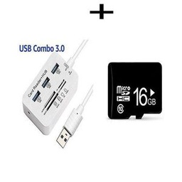 HUB USB 2.0 - 3 Ports USB - Lecteur De Carte SD / TF Lecteur De Type C  + Carte Mémoire 16Go