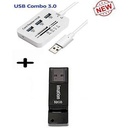 HUB USB 2.0 3.0  Multifonction 3 Ports USB Avec Lecteur De Carte SD / TF Lecteur De Type C Pour Accessoires Informatiques + Cle USB Imation 32GB Offerte - Blanc
