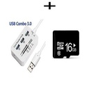 HUB USB 2.0 - 3 Ports USB - Lecteur De Carte SD / TF Lecteur De Type C  + Carte Mémoire 16Go