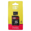 E&Z Carte Mémoire Microsdhc De 4 Go Avec Adaptateur Sd - Noir