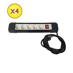 Unik Pack De 6 Multiprises Parafoudre 5 Prises Avec Protection Contre Le S Surchages - Cordon 1,5m - Noir/Blanc