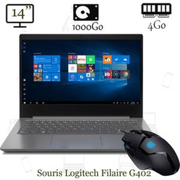 Lenovo PC V14 - Ecran 14" - Dual Core - 4Go - 1000Go - Gris - Garantie 6 Mois - Souris G402 Offert