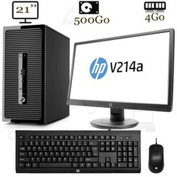 Hp Ordinateur De Bureau ProDesk 400G7 MT- 21" - 4Go Ram - 500 Go - Intel Core I5 - Noir  - Garantie 6 Mois