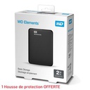Western Digital WD Disque Dur Externe 2To + Housse - Noir