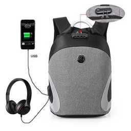 Sac à Dos Avec Zipper - Compatible PC 15 à 17 Pouces - Port USB -  Gris/Noir