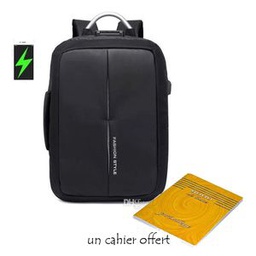 Sac à Dos Intelligent Avec USB Port - 1 Cahier Offert