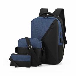 Sac à Dos élève 3 En 1 Cartable Enfant Fille/ Garçon CM Collège Lycée/bureau - Noir/Bleu