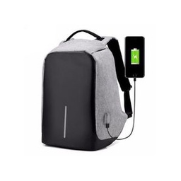 Sac à Dos Intelligent Avec USB Port 15.6" - Antivol - Résistant à L'eau Compatible Ordinateur Portable - Gris/ Noir