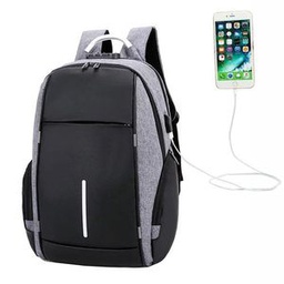 Sac A Dos - Rangement D'ordinateur 15 à 17 Pouces - Port USB - Noir/Gris