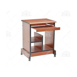 Table D'Ordinateur Fashion - Avec Compartiment Pour Dossiers - Roulettes - Marron Boisé