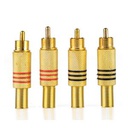 Lot De 4 Fiche RCA CINCH Audio Adaptateur Mâle Connecteur Avec Métal Ressort - Or