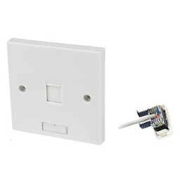 Prise Murale Universelles Cat5/6 - 1x Ports RJ45 - Protégés- Apparent/encastré - Blanc